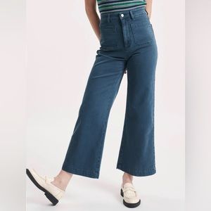 Rolla’s high rise wide leg sailor jean - petrol size 26